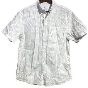 Old Navy White with black polka dots short sleeve button front shirt Men's Med